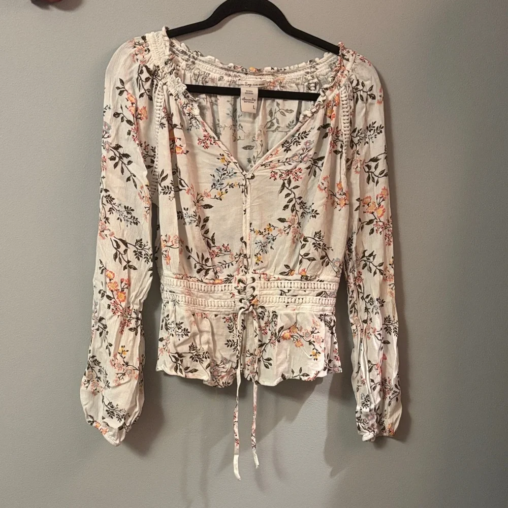 American Rag Cream Floral Blouse - Picture 1 of 4